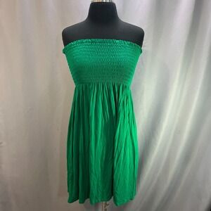 Tease Boobtube Summer Dress Womens Green Stretch Smocked Bodice Party Cocktail